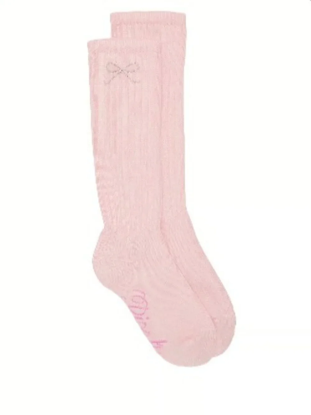Victoria's Secret PINK Ribbed Slouch Socks Pink Tulip BLING Bow Slouchy NWT